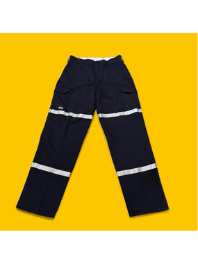 SofTwill UniFirst Work Pants Men 32x32 Black Reflective Hi Vis Safety Cargo EUC